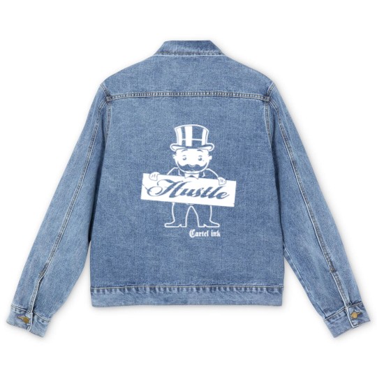 Discover Cartel Ink Hustle Monopoly Man Hustle Men's Denim Jackets Men's Denim Jackets