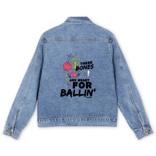 Discover Halloween basketball skeleton Men's Denim Jackets
