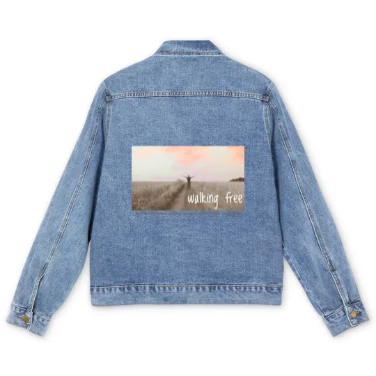 Discover Walking Free - Freedom because of Jesus Christ Men's Denim Jackets