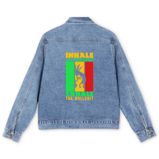 Discover Weed Inhale Goodshit Exhale Bullshit Men's Denim Jackets