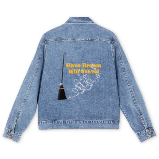 Discover Funny Have Broom Will Travel Halloween Men's Denim Jackets