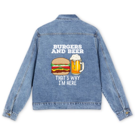 Discover BBq Barbecue Quote Burgers & Beer Fast Food Lover Men's Denim Jackets