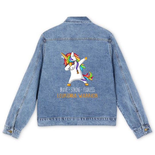 Discover Brave Strong Fearless LEUKEMIA Support LEUKEMIA Awareness Gifts - Leukemia Cancer Awareness - Men's Denim Jackets