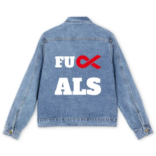 Discover Fuck ALS Awareness Month Red Ribbon Men's Denim Jackets
