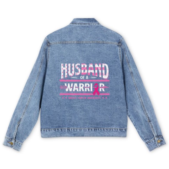Discover Husband Of A Warrior Breast Cancer Awareness Support Squad Men's Denim Jackets
