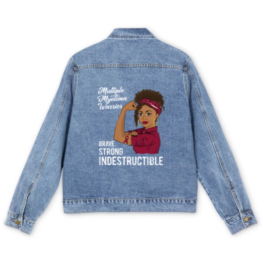 Discover Multiple Myeloma Warrior Indestructible Black Girl Awareness - Multiple Myeloma - Men's Denim Jackets