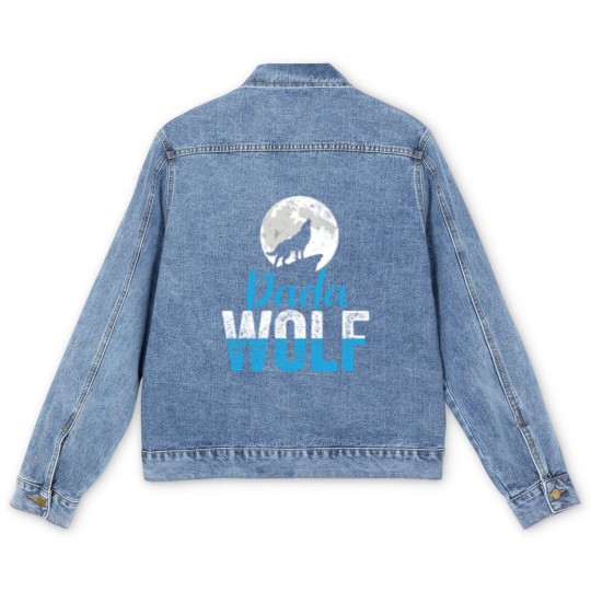 Discover Dada Wolf Funny Matching Family Father s Day Men's Denim Jackets