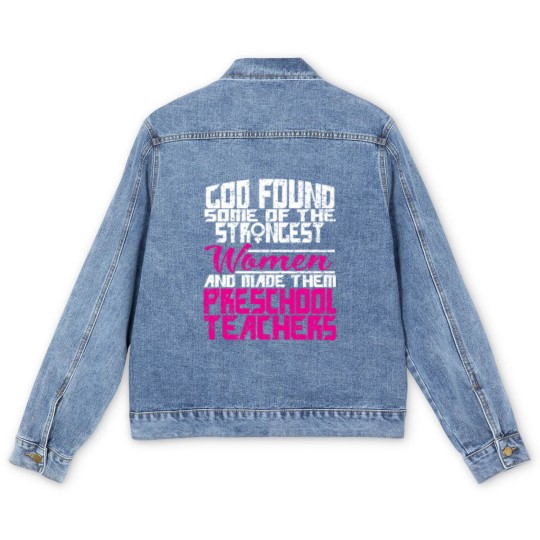 Discover Woman Preschool Teacher Gift Men's Denim Jackets