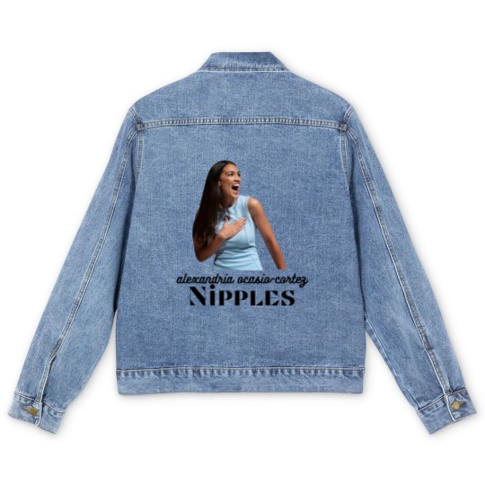 Discover AOC Nipples Alexandria Ocasio-Cortez AOC See Through Men's Denim Jackets