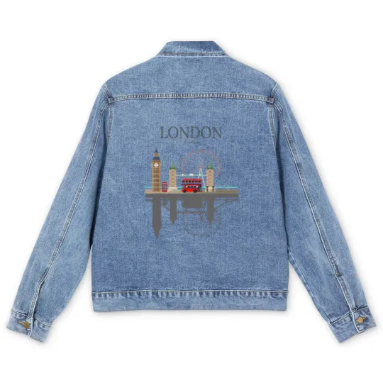 Discover London Souvenir City Vintage British UK Men's Denim Jackets