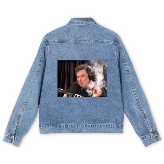 Discover Pfnetie  Elon Musk Smokes Short Sleeve Men's Denim Jackets