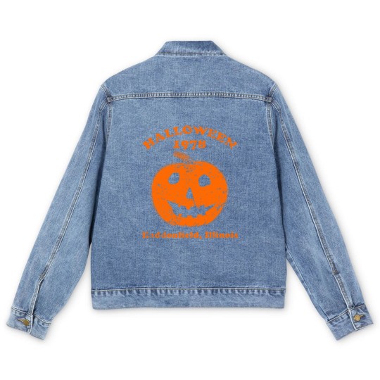 Discover Halloween 1978 holiday spooky gift myers pumpkin haddonfield Men's Denim Jackets