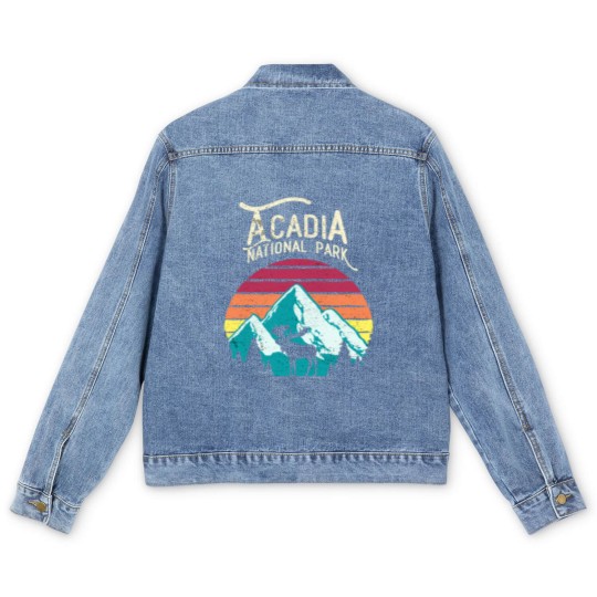 Discover Vintage Acadia National Park Maine Mountains Moose Men's Denim Jackets