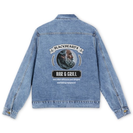 Discover Blackbeard's Bar and Grill Men's Denim Jackets/Our Flag Means Death