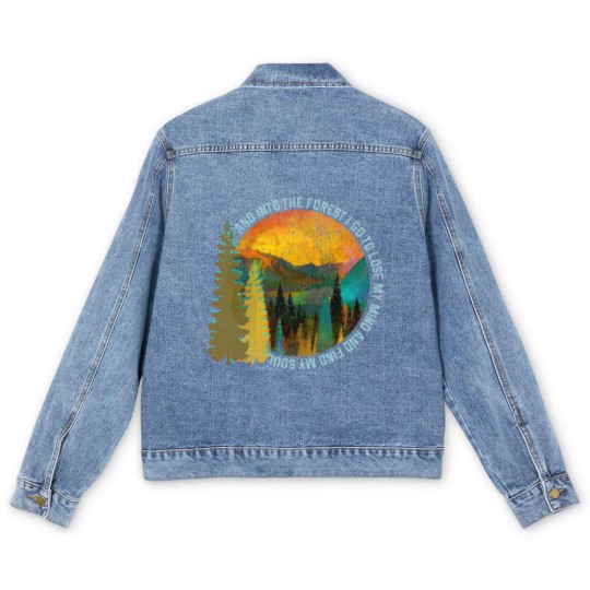 Discover Into The Forest I Go Hiking Men's Denim Jackets Nature Lover Ca Men's Denim Jackets