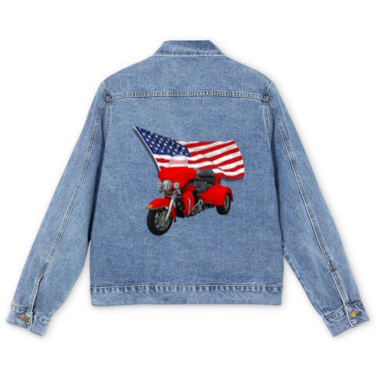 Discover Trike with Flag Men's Denim Jackets