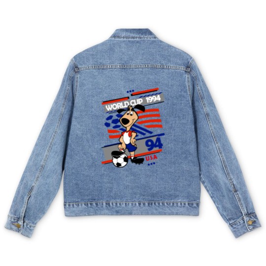 Discover Striker - USA 94 Classic Men's Denim Jackets, Vintage Mascot World Cup Men's Denim Jackets