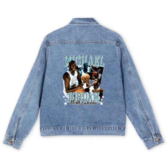 Discover Michael Jordan UNC 90s Style Vintage Bootleg Men's Denim Jackets graphic Men's Denim Jackets