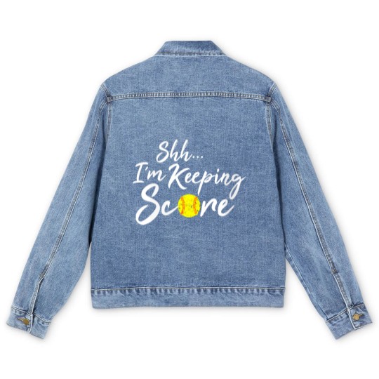 Discover Scorekeeper Softball Team Scorebook Keeper Gift Te Men's Denim Jackets