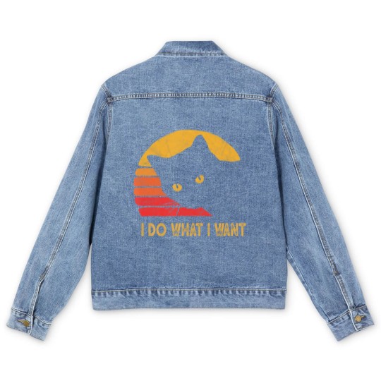 Discover Retro I do what I want with my cat funny gift Men's Denim Jackets