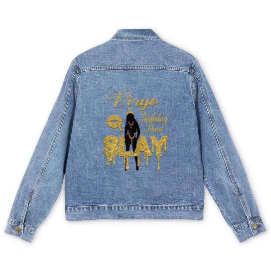 Discover Virgo Girl Birthday Diva Slay Zodiac Virgo Queen Lip Men's Denim Jackets