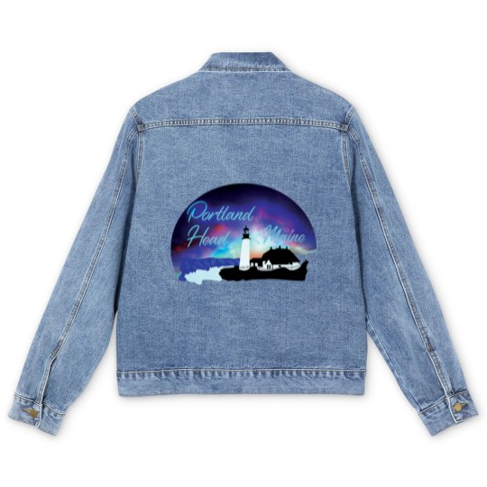 Discover Portland Head Lighthouse, Maine, Souvenir, Gift, Men's Denim Jackets