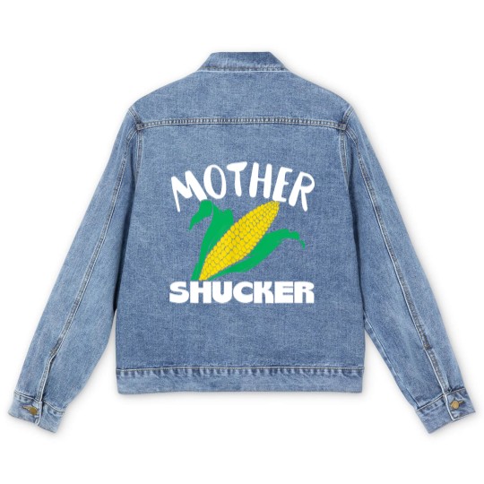 Discover Mother Shucker Mom Pun Funny Corn Farmer Mom Gift Men's Denim Jackets Men's Denim Jackets