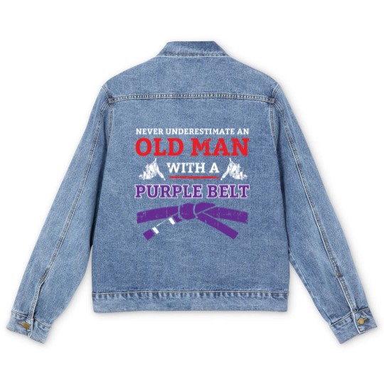 Discover Jiu Jitsu Men's Denim Jackets Old Man Men's Denim Jackets Purple Belt Men's Denim Jackets Men's Denim Jackets