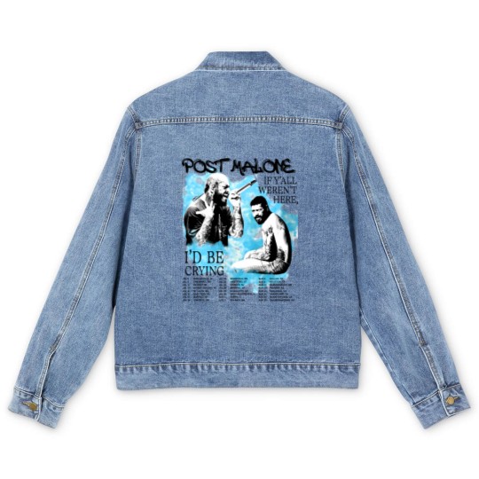 Discover Vintage Post Malone 2023 Tour Men's Denim Jackets, Post Malone Fan Men's Denim Jackets