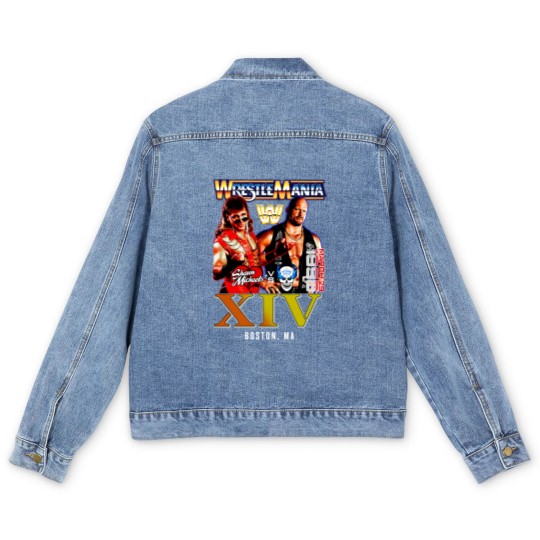 Discover New Wrestling Entertainment WrestleMania XIV 1998 Stone Cold Shawn Michaels Vintage Men's Denim Jackets