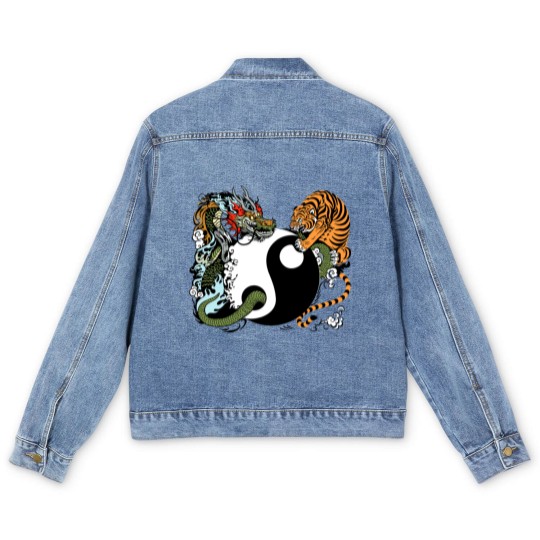 Discover dragon and tiger yin yang symbol Men's Denim Jackets