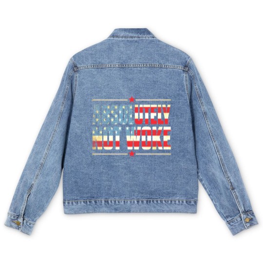 Discover Absolutely Not Woke Anti Woke Cancel Culture Men's Denim Jackets