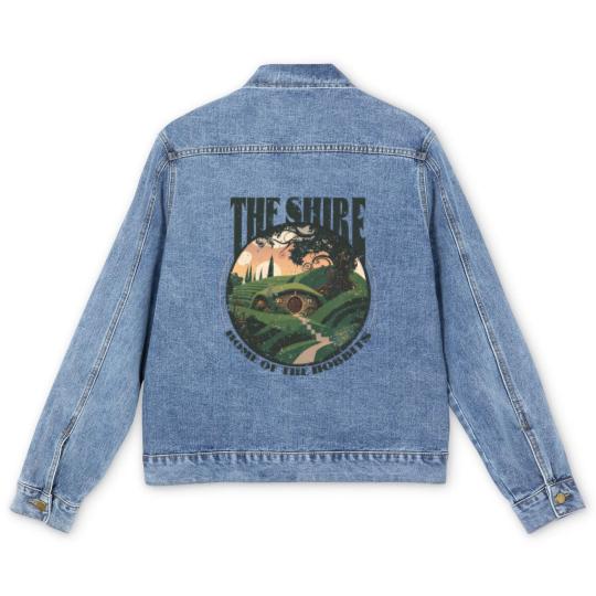 Discover The Shire LOTR Men's Denim Jackets | Distressed Fantasy Merch Tolkien Aragorn