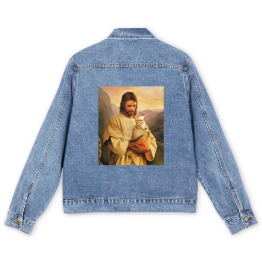 Discover cats and jesus lover gift - Cat And Jesus - Men's Denim Jackets