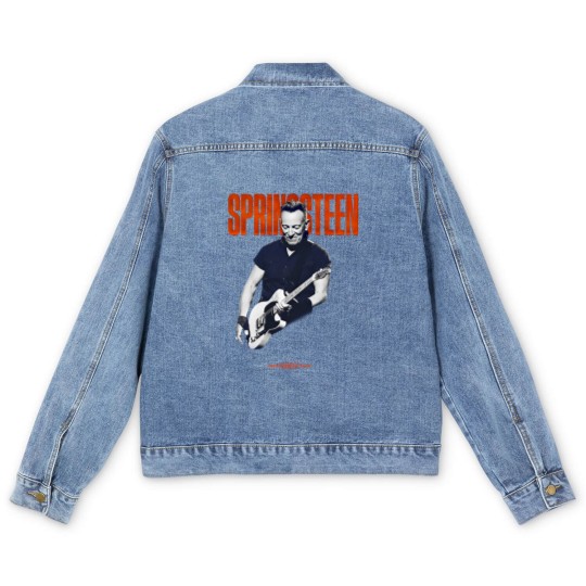 Discover Springsteen and the E Street Band 2023 World Tour Guitar Men's Denim Jackets - Vintage Springsteen World Tour 23 Men's Denim Jackets