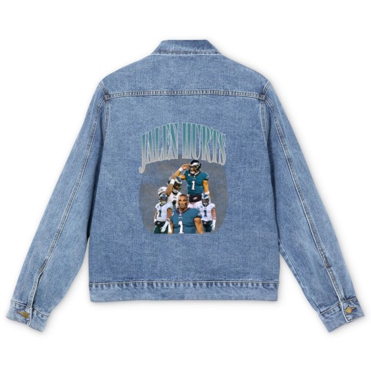 Discover 90s Vintage Inspired Jalen Hurts Men's Denim Jackets, Jalen Hurts Men's Denim Jackets, football vintage Men's Denim Jackets