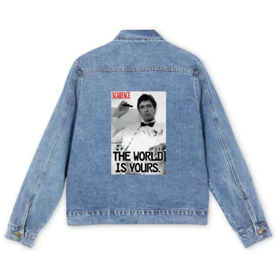 Discover Scarface The World Is Yours Men's Denim Jackets, Al Pacino Men's Denim Jackets