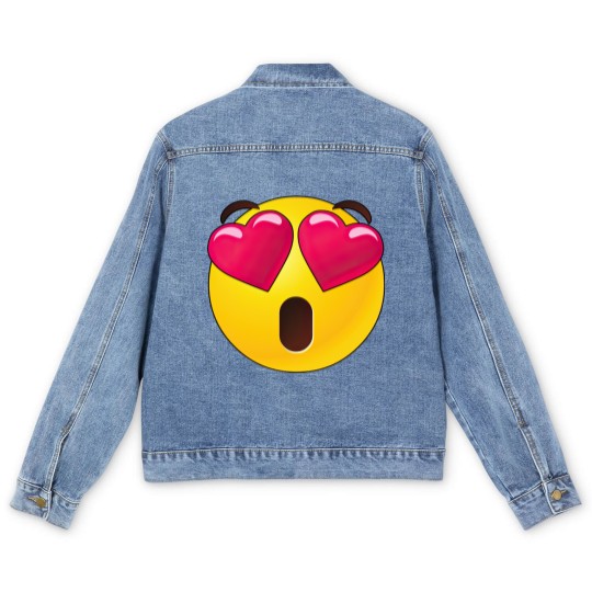 Discover Emoji Heart Eyes Valentines Men's Denim Jackets