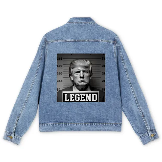 Discover Donald Trump Mug Shot Legend Men's Denim Jackets, Donald Trump Men's Denim Jackets