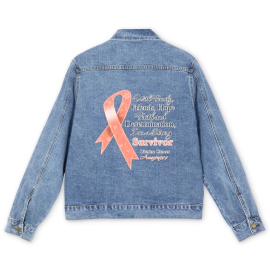 Discover Uterine Cancer Support Strong Survivor Men's Denim Jackets