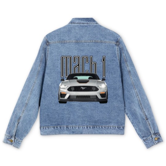 Discover MACH 1 Mustang GT 5.0L V8 Performance Car Fighter Jet Gray STANCE - Mach 1 Mustang - Zip Men's Denim Jackets
