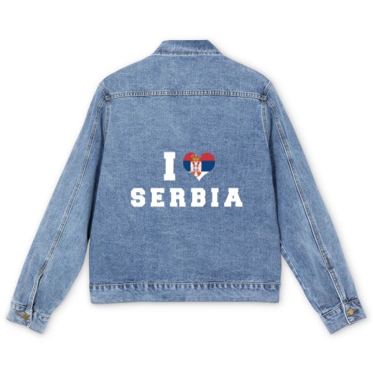 Discover I Love Serbia Republic Heart Flag Men's Denim Jackets