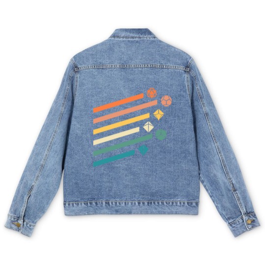 Discover Retro Minimalist Polyhedral Dice Set Tabletop RPG - Dungeons And Dragons - Men's Denim Jackets