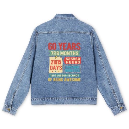 Discover Turning 60 Years Old 60Th Birthday Decorations Bda Men's Denim Jackets