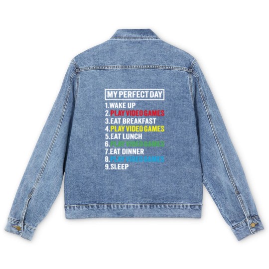 Discover My Perfect Day Video Games Funny Gamer Gift Boys M Men's Denim Jackets