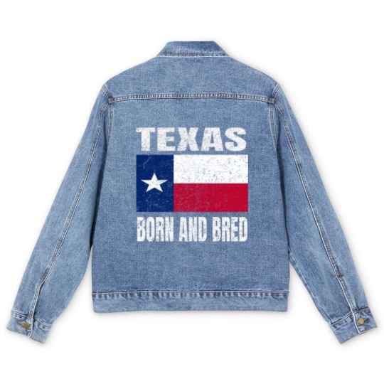 Discover Texas Born And Bred - Vintage Texas State Flag Men's Denim Jackets