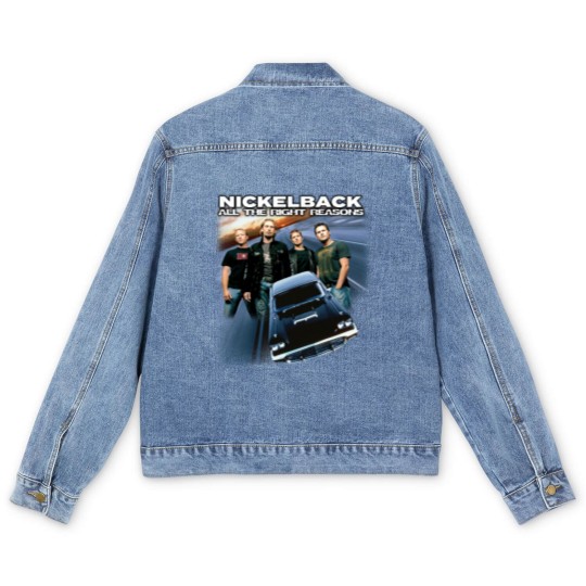 Discover Nickelback Music Men's Denim Jackets, Vintage Get Rollin' Tour 2023 Tickets Album All the Right Reasons