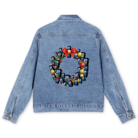 Discover Tardis Doctor Who Multiface Christmas Wreath - Doctor Who - Men's Denim Jackets