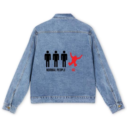 Discover Normal People Me Skydiver Skydive Funny Parachute Men's Denim Jackets