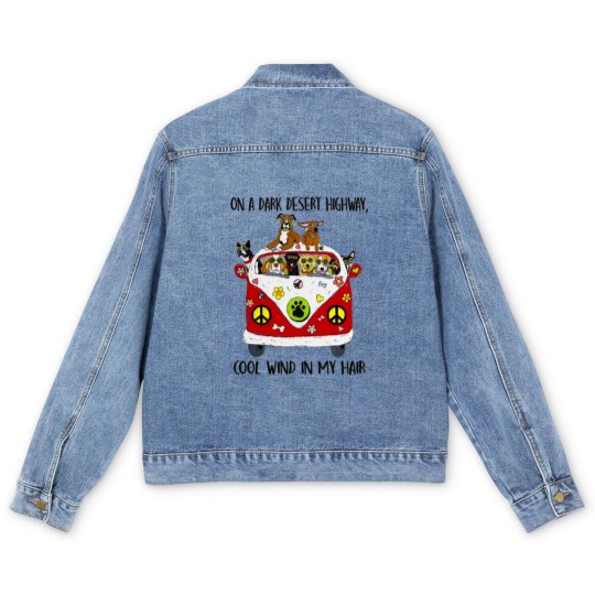 Discover On A Dark Desert Highway Dog Feel Cool Wind Men's Denim Jackets